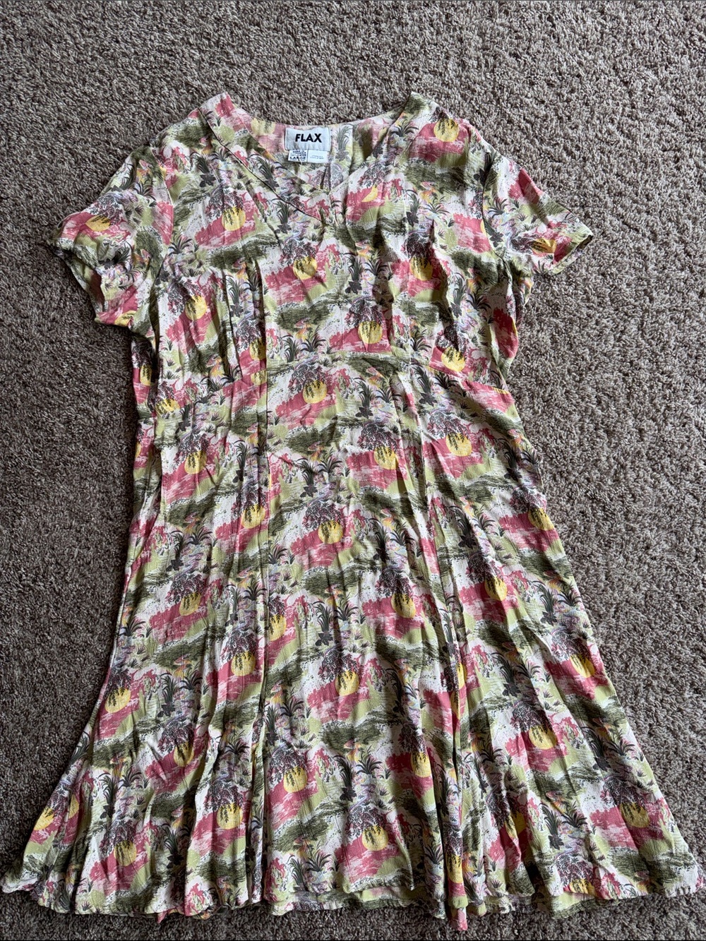 Flax Vintage Engelhart printed midi dress size large